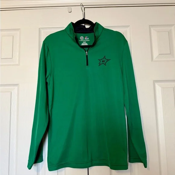 Dallas Stars NHL Green Men’s Small Quarter-Zip Pullover -Majestic Thermabase EUC - Picture 1 of 5
